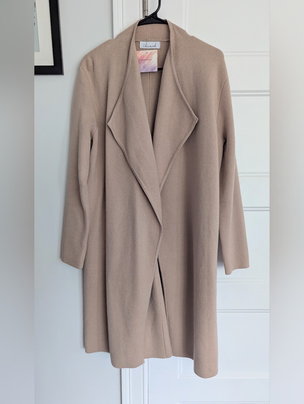 Chicwish Taupe Open-Front Knit Jacket, XL, NWT